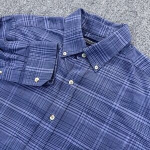 Southern Tide Classic Fit Men's M Blue Glen Plaid Long Sleeve Button‎ Down Shirt